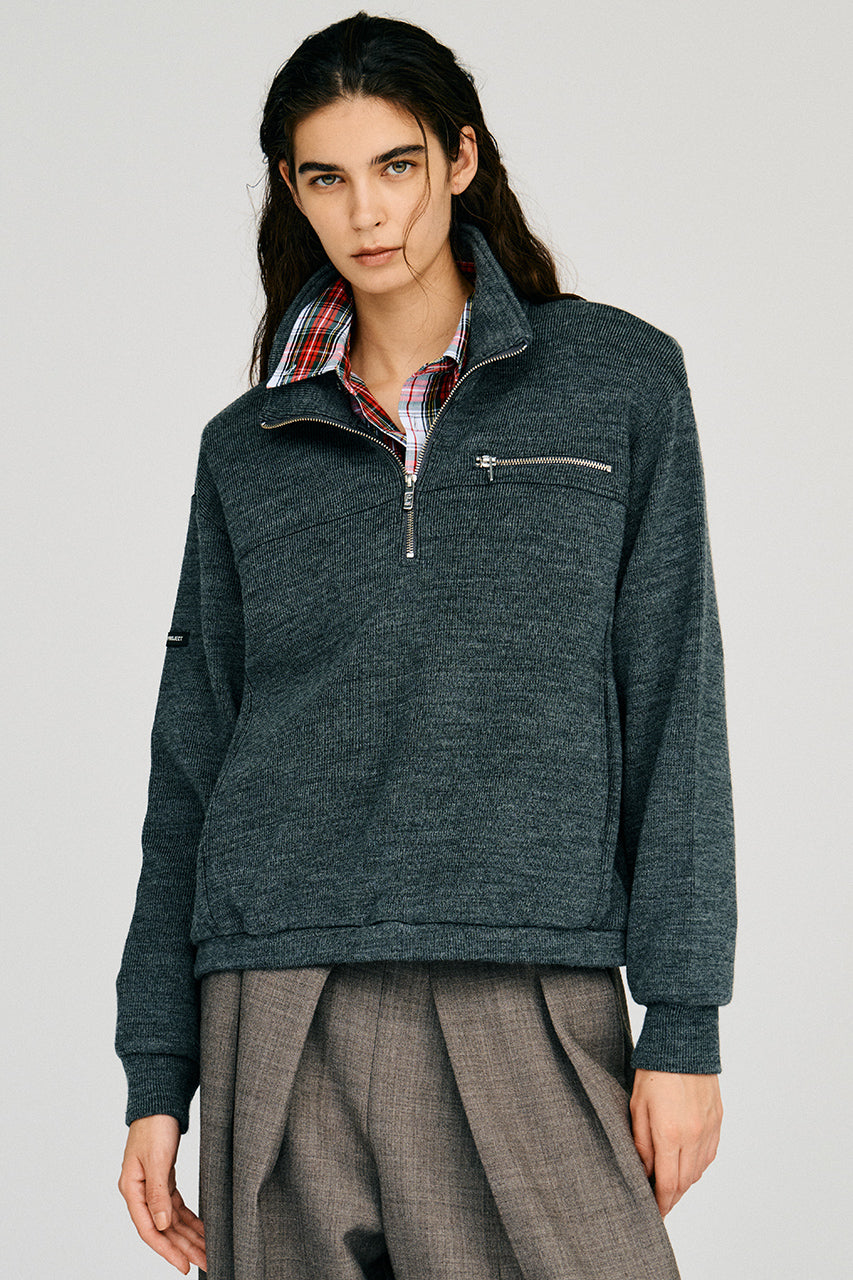 Wool Blend Half-Zip Top - 2026AUTUMN