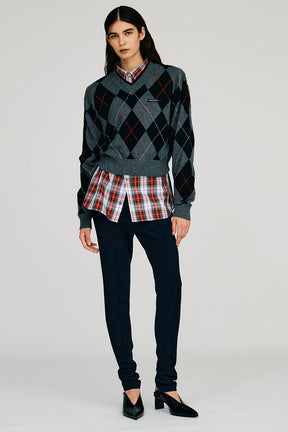 Argyle Power Shoulder Knit - 2026AUTUMN