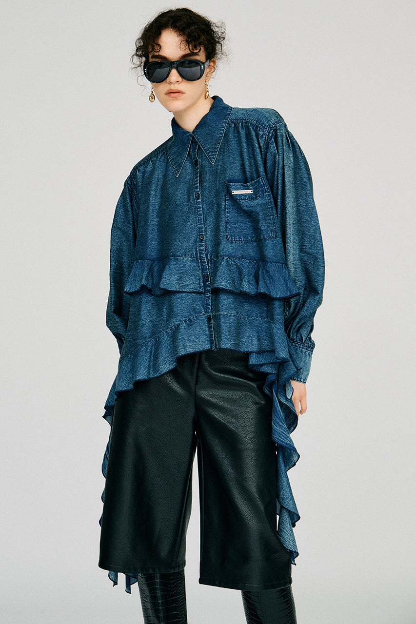 Sheer Ruffle Shirt - 2026AUTUMN