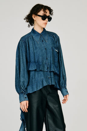 Sheer Ruffle Shirt - 2026AUTUMN