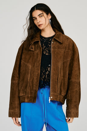 Tuck Pocket High-Neck Suede Blouson - 2026AUTUMN