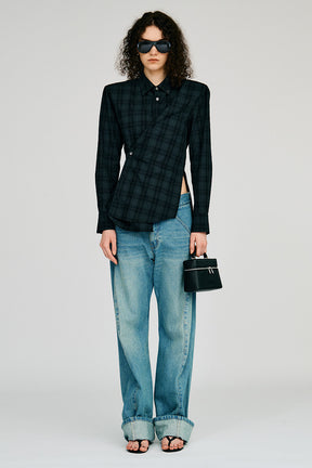 Check Shoulder Padded Shirt - 2026AUTUMN