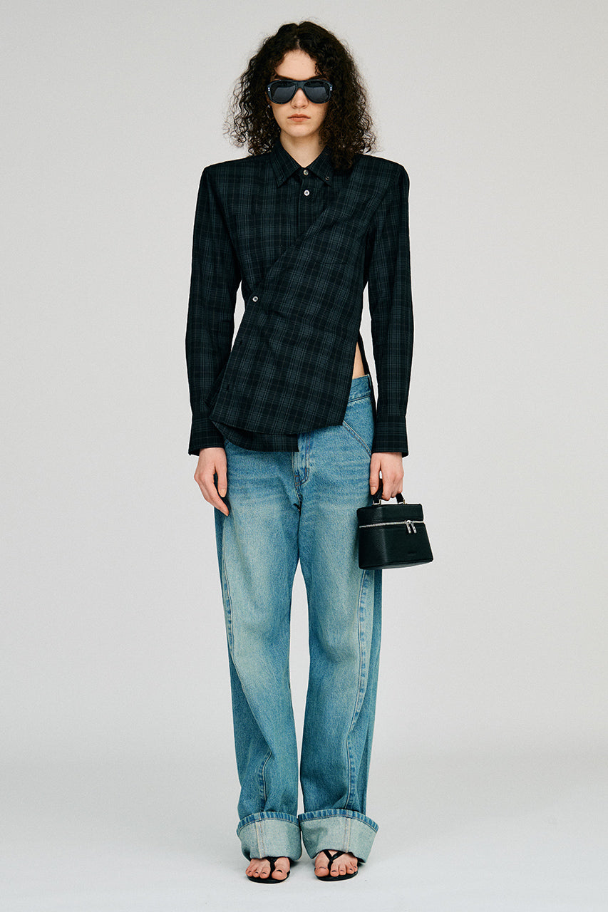 Check Shoulder Padded Shirt - 2026AUTUMN