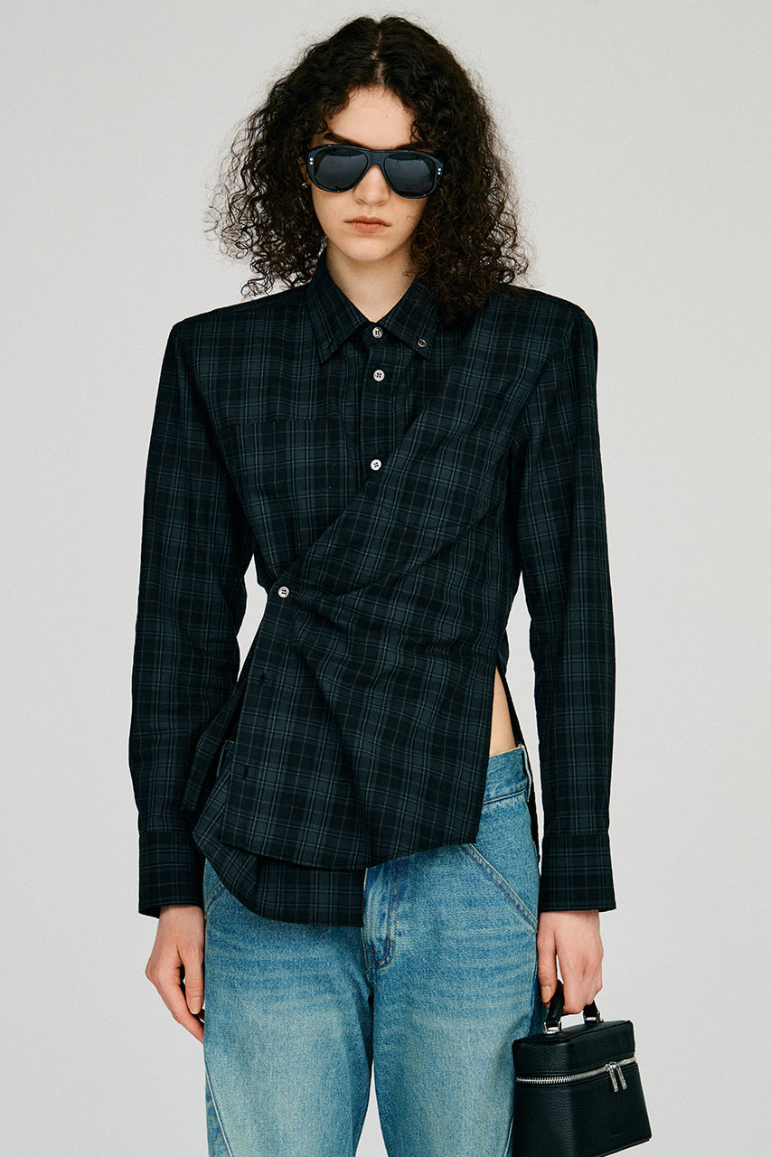 Check Shoulder Padded Shirt - 2026AUTUMN