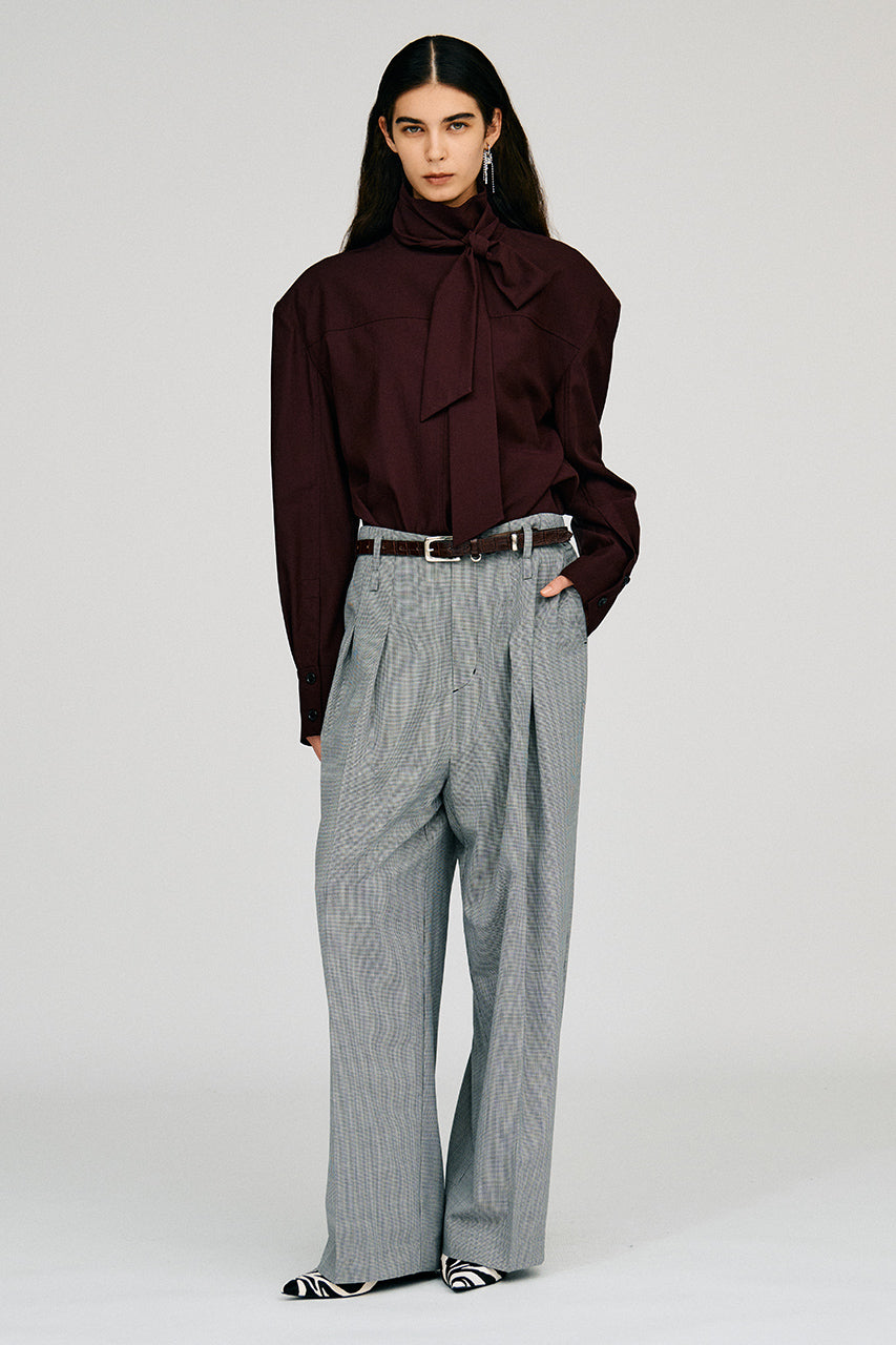 High-Neck Power Shoulder Shirt - 2026AUTUMN
