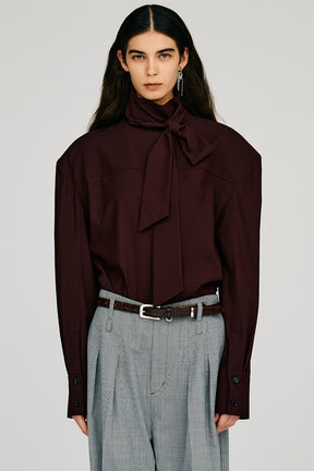 High-Neck Power Shoulder Shirt - 2026AUTUMN