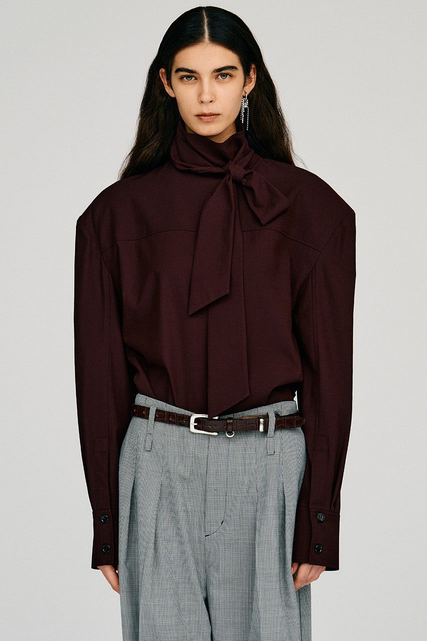 High-Neck Power Shoulder Shirt - 2026AUTUMN