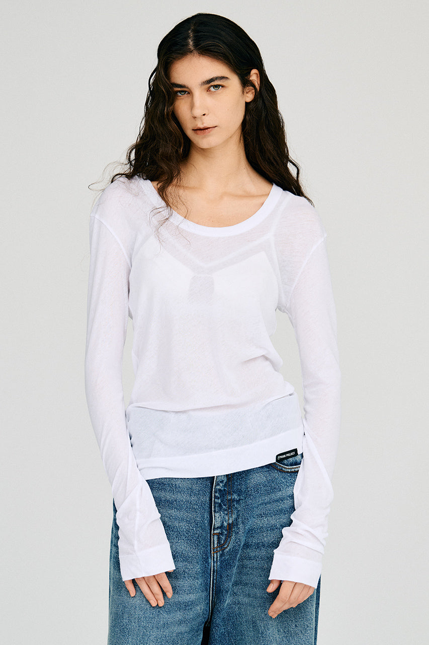 Scoop Neck Sheer Top - 2026AUTUMN