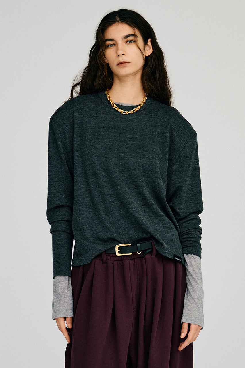 Wool Shoulder Pad Top - 2026AUTUMN