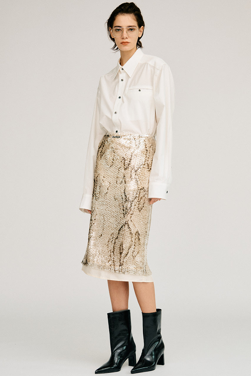 Sequin Python Midi Skirt - 2026AUTUMN