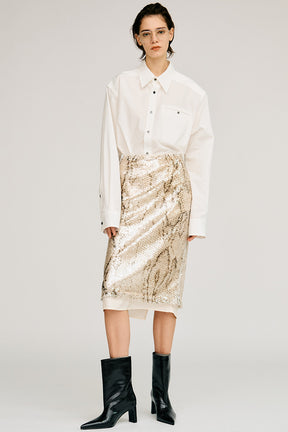 Sequin Python Midi Skirt - 2026AUTUMN