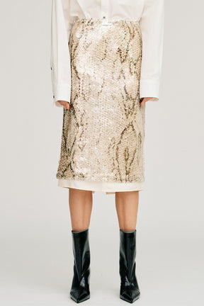 Sequin Python Midi Skirt - 2026AUTUMN