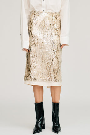 Sequin Python Midi Skirt - 2026AUTUMN