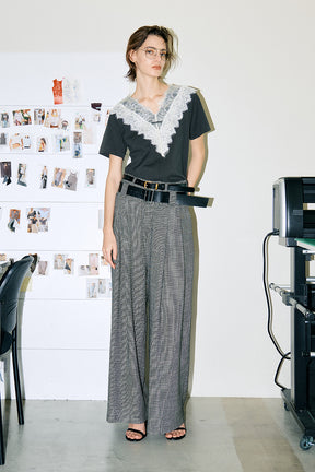 V-Neck Lace T-Shirt - 26SUMMER 2nd