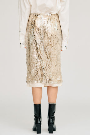 Sequin Python Midi Skirt - 2026AUTUMN