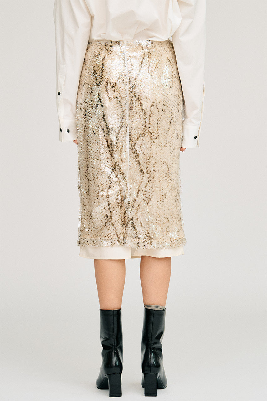 Sequin Python Midi Skirt - 2026AUTUMN