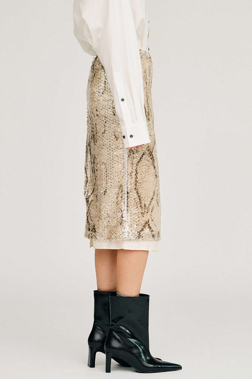Sequin Python Midi Skirt - 2026AUTUMN