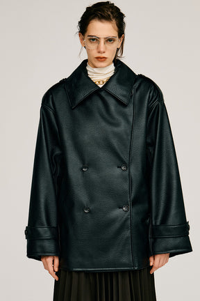 Boxy Middle Leather Trench Coat - 2026AUTUMN