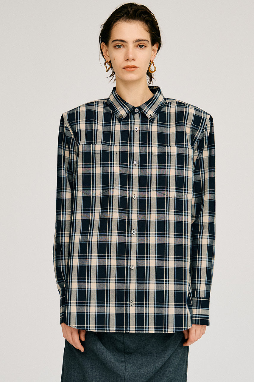 Check Shoulder Padded Shirt - 2026AUTUMN