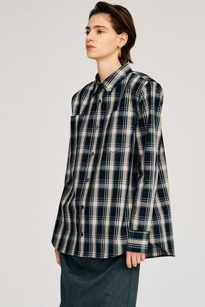 Check Shoulder Padded Shirt - 2026AUTUMN