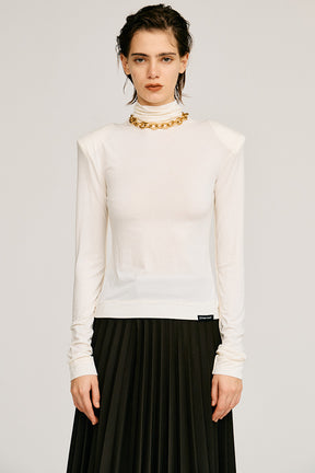 Power Shoulder High-Neck Top - 2026AUTUMN