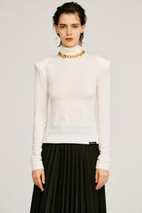 Power Shoulder High-Neck Top