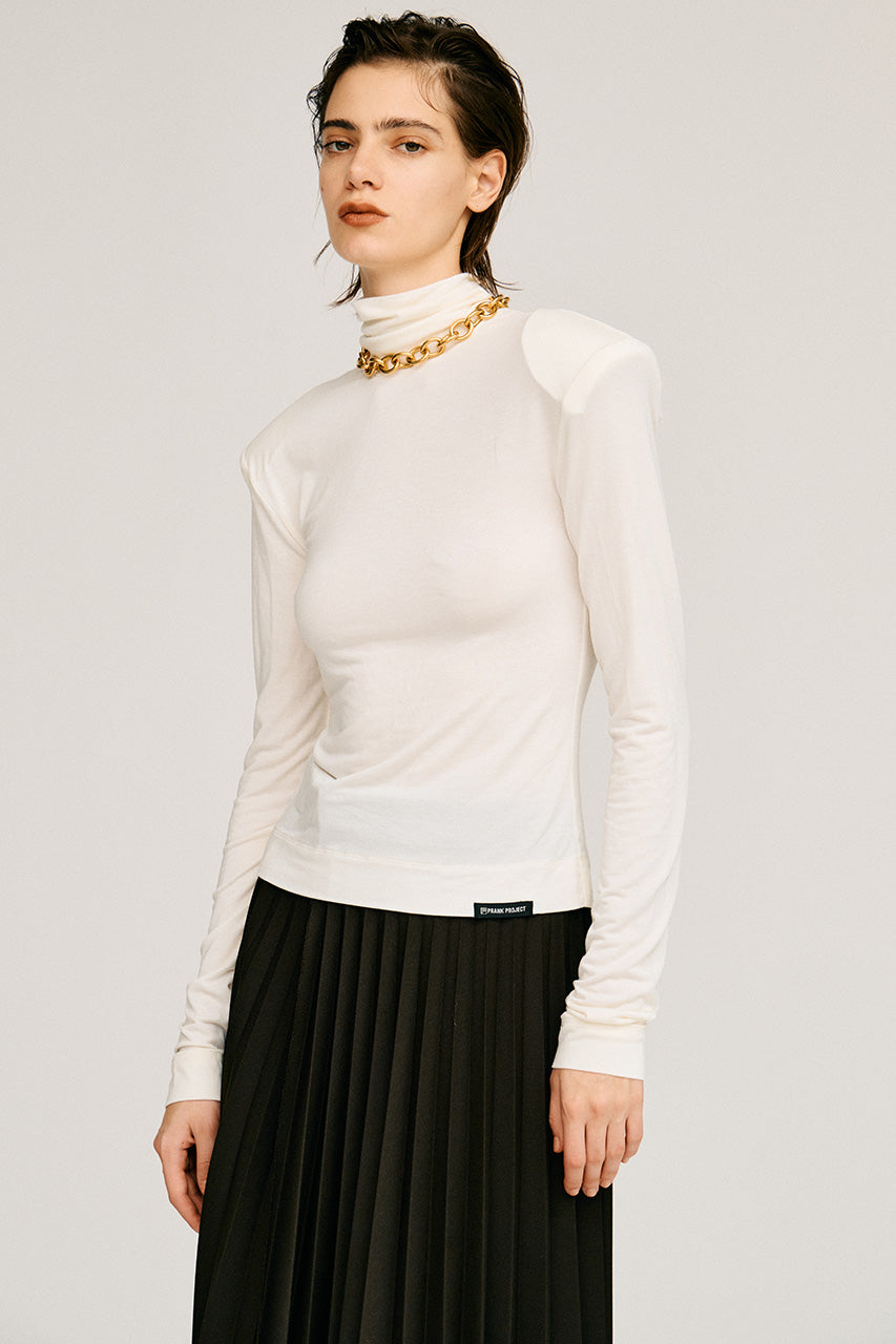 Power Shoulder High-Neck Top - 2026AUTUMN