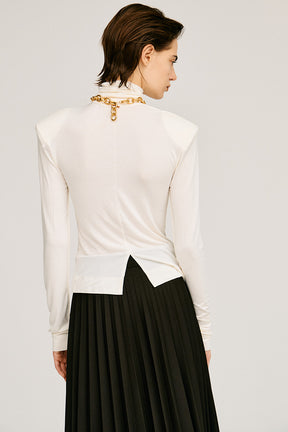 Power Shoulder High-Neck Top - 2026AUTUMN