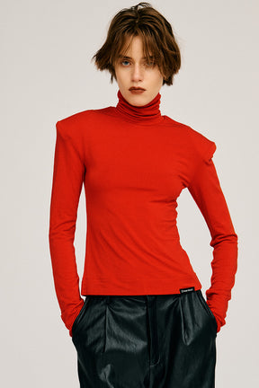 Power Shoulder High-Neck Top - 2026AUTUMN
