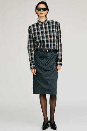 Double-Waist Drape Midi Skirt - 2026AUTUMN