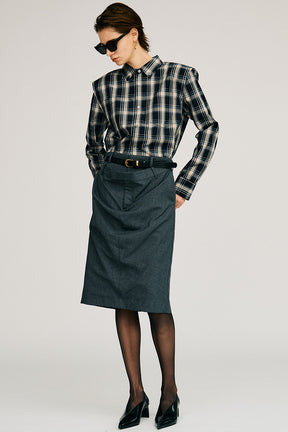 Double-Waist Drape Midi Skirt - 2026AUTUMN