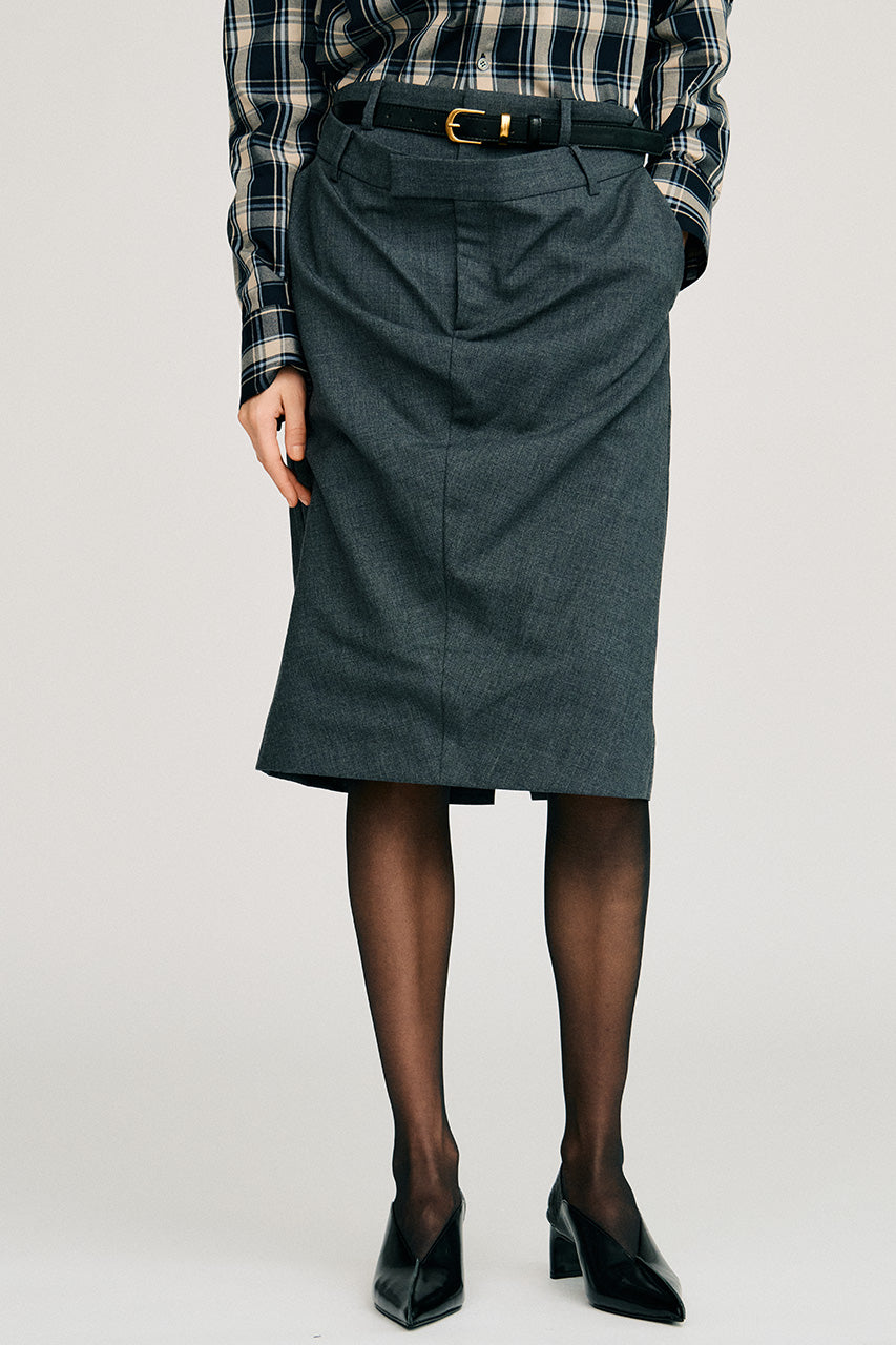 Double-Waist Drape Midi Skirt - 2026AUTUMN