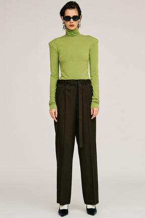 Belt Combination Slim Straight Slacks - 2026AUTUMN