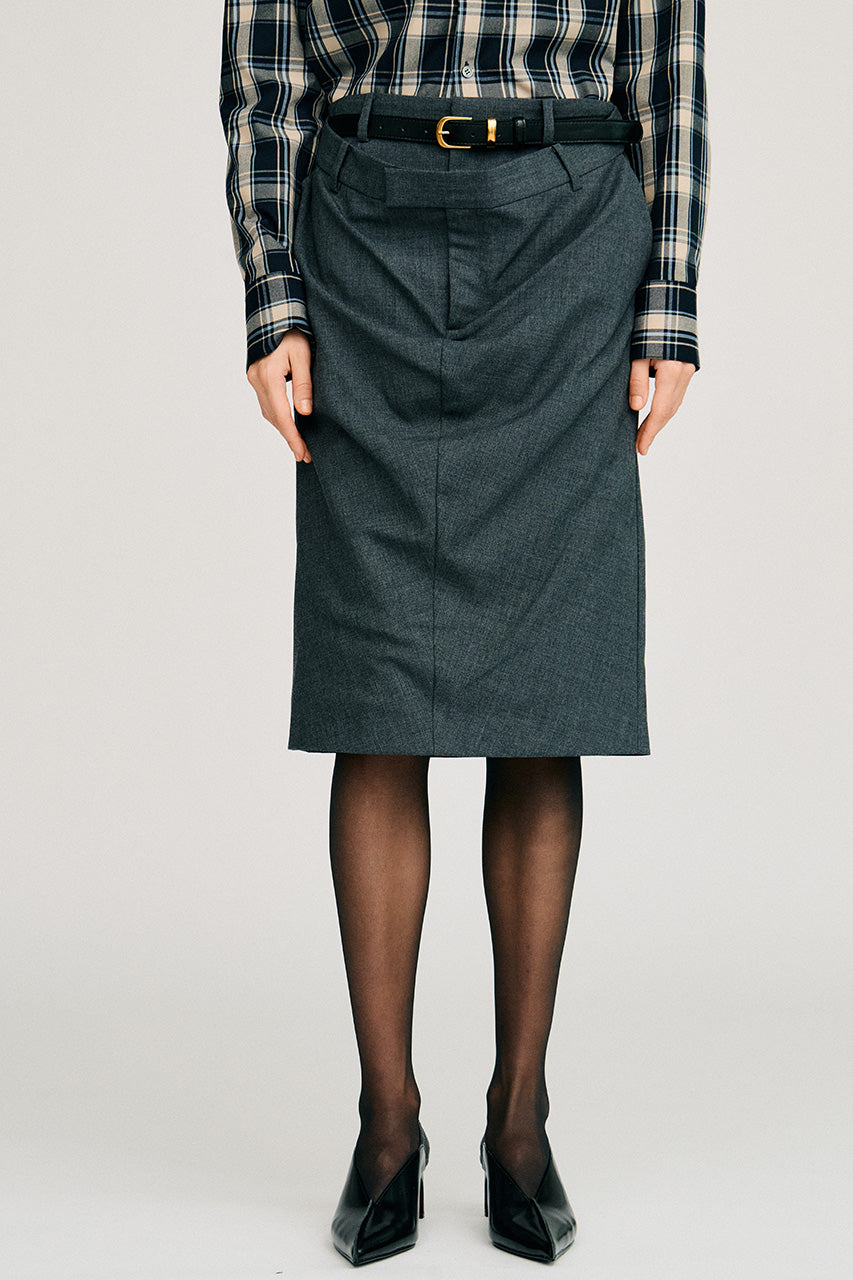 Double-Waist Drape Midi Skirt - 2026AUTUMN