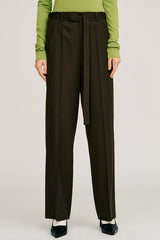 Belt Combination Slim Straight Slacks