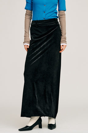Velour Pencil Long Skirt - 2026AUTUMN