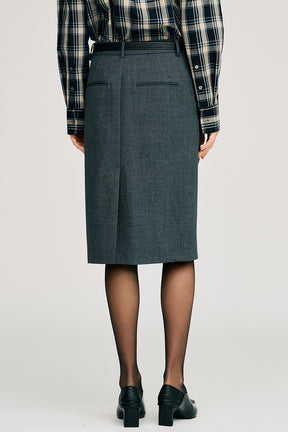 Double-Waist Drape Midi Skirt - 2026AUTUMN