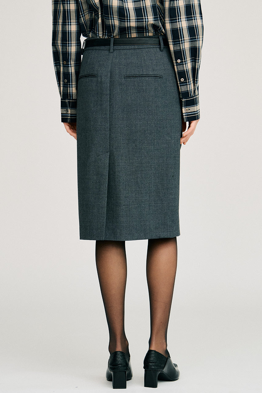 Double-Waist Drape Midi Skirt - 2026AUTUMN
