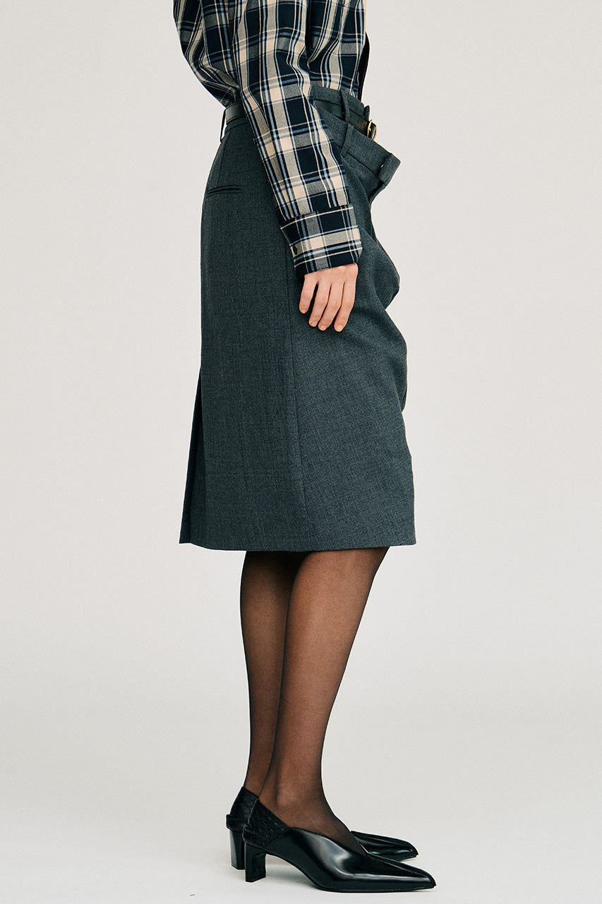 Double-Waist Drape Midi Skirt - 2026AUTUMN