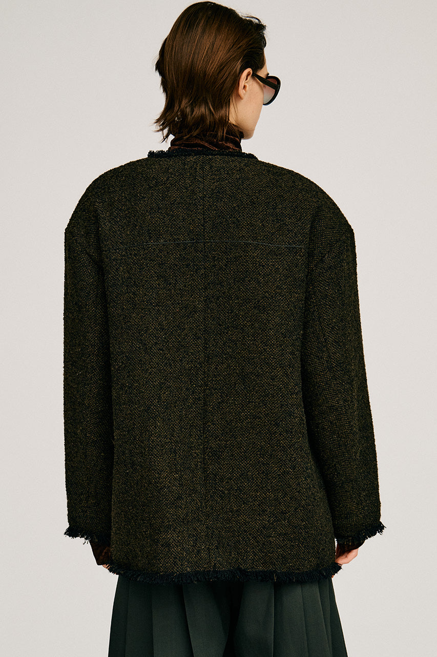 Tweed No-Collar Jacket Coat - 2026AUTUMN