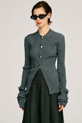 Metal Parts Knit Slim Shirt - 2026AUTUMN