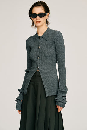 Metal Parts Knit Slim Shirt - 2026AUTUMN