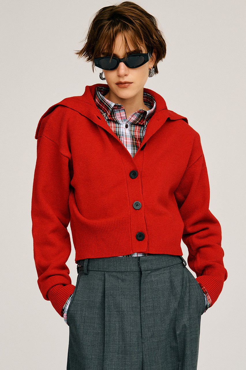Oversized Collar Knit Cardigan - 2026AUTUMN