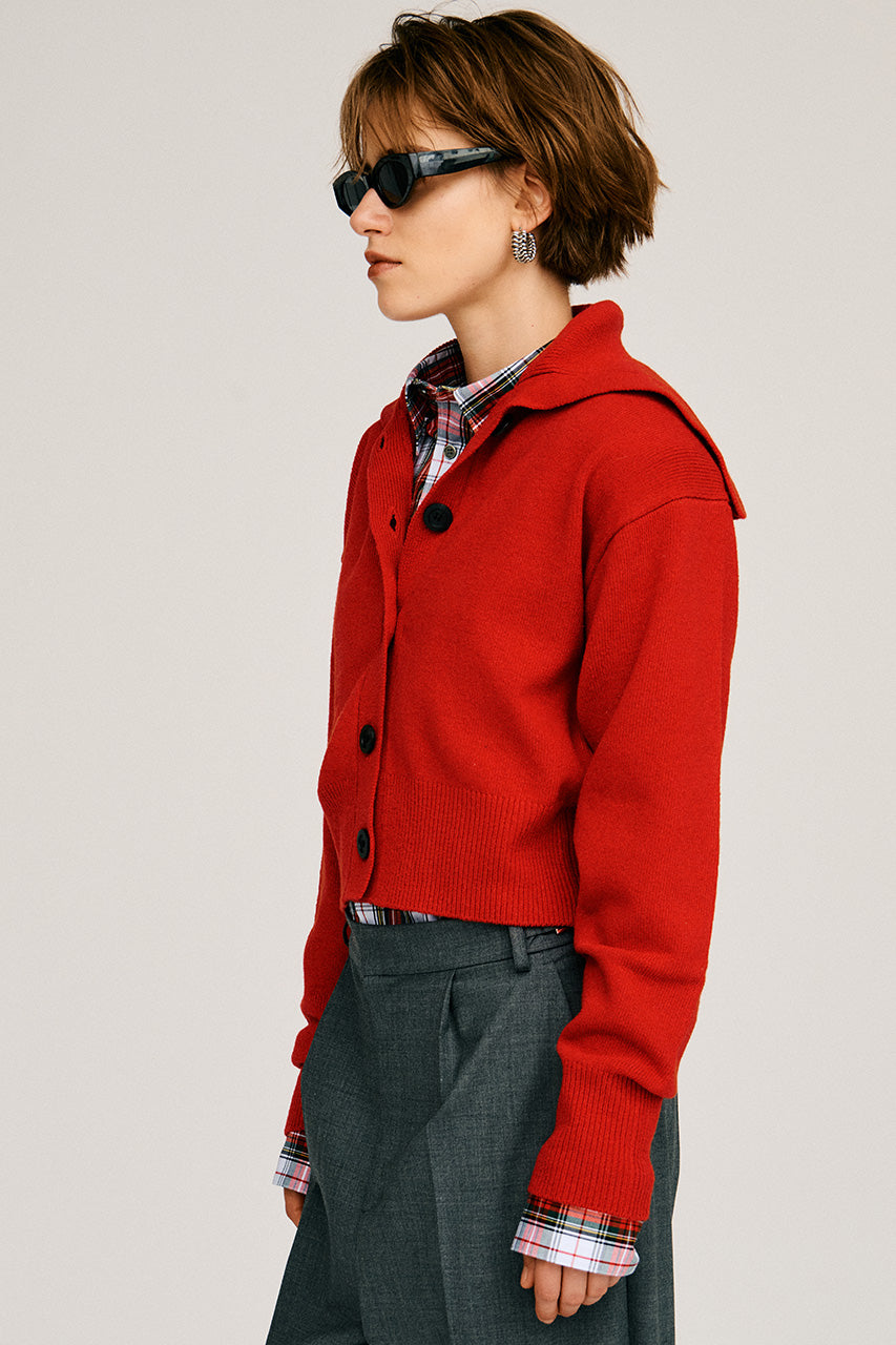 Oversized Collar Knit Cardigan - 2026AUTUMN