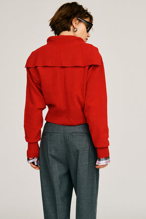 Oversized Collar Knit Cardigan - 2026AUTUMN