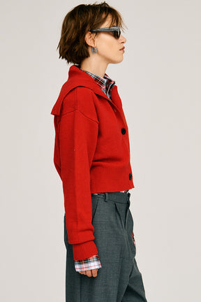 Oversized Collar Knit Cardigan - 2026AUTUMN