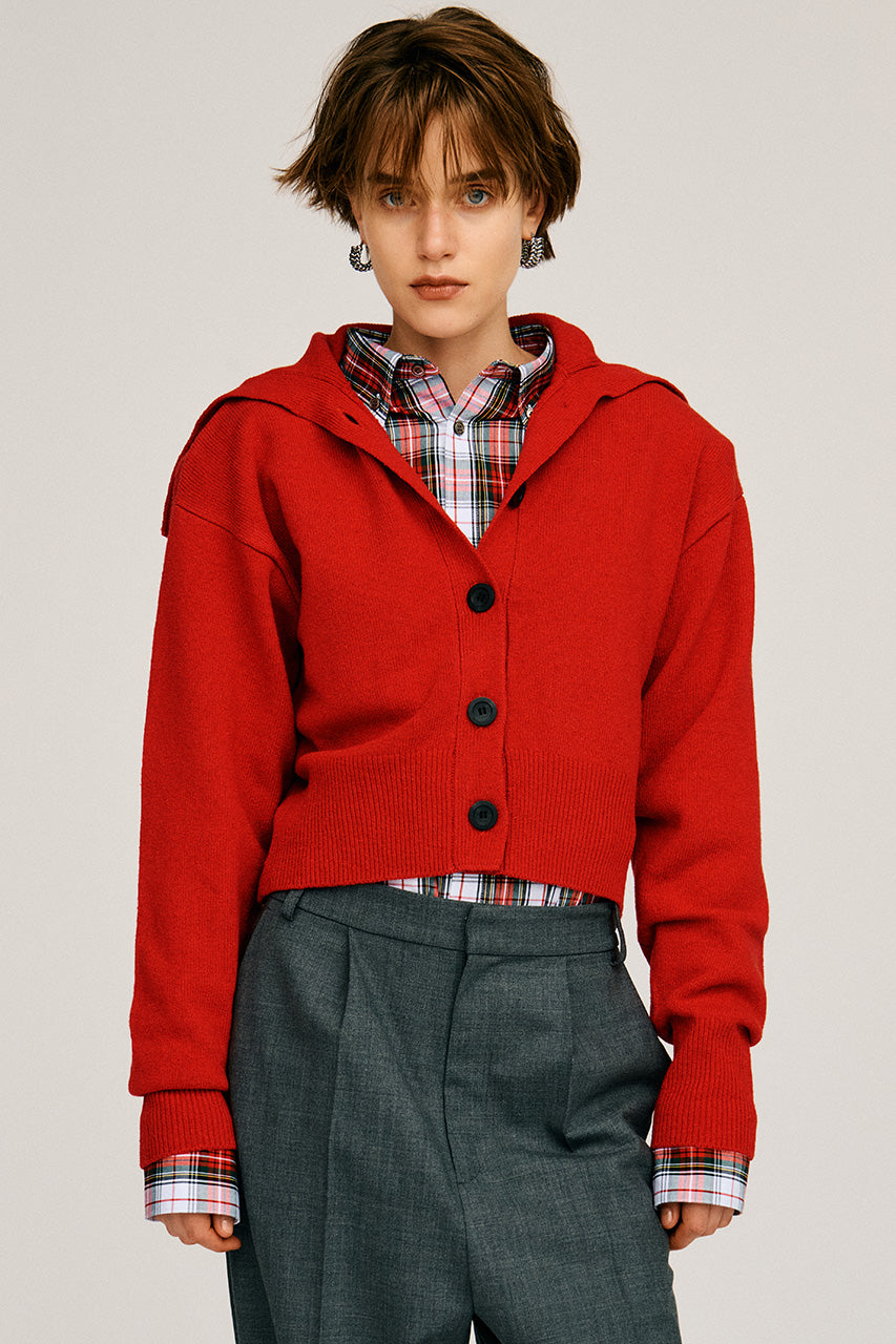 Oversized Collar Knit Cardigan - 2026AUTUMN