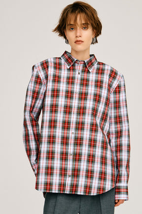 Check Shoulder Padded Shirt - 2026AUTUMN