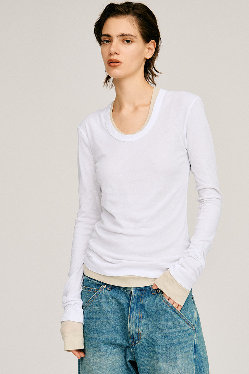 Scoop Neck Sheer Top - 2026AUTUMN