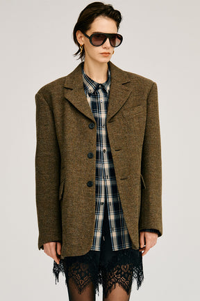 Classic Tweed Oversized Jacket Coat - 2026AUTUMN